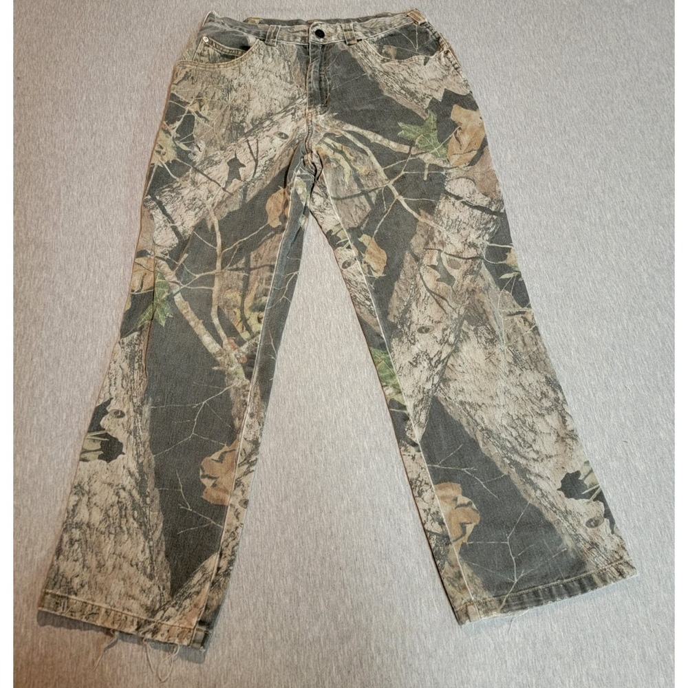 Field Staff Mossy Oak Hunting Pants Mens M 32x32 Gray Brown Camo Cargo Pockets